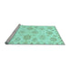 Sideview of Machine Washable Oriental Light Blue Traditional Rug, wshabs3942lblu