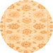 Round Oriental Orange Traditional Rug, abs3942org