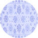 Round Machine Washable Oriental Blue Traditional Rug, wshabs3942blu