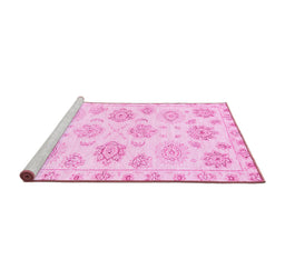 Sideview of Machine Washable Oriental Pink Traditional Rug, wshabs3942pnk