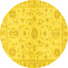 Round Oriental Yellow Traditional Rug, abs3943yw