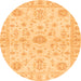 Round Machine Washable Oriental Orange Traditional Area Rugs, wshabs3943org