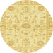 Round Abstract Chrome Gold Yellow Oriental Rug, abs3943