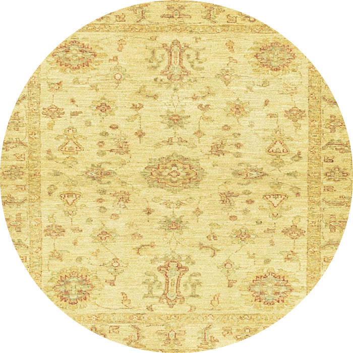 Round Machine Washable Abstract Chrome Gold Yellow Rug, wshabs3943