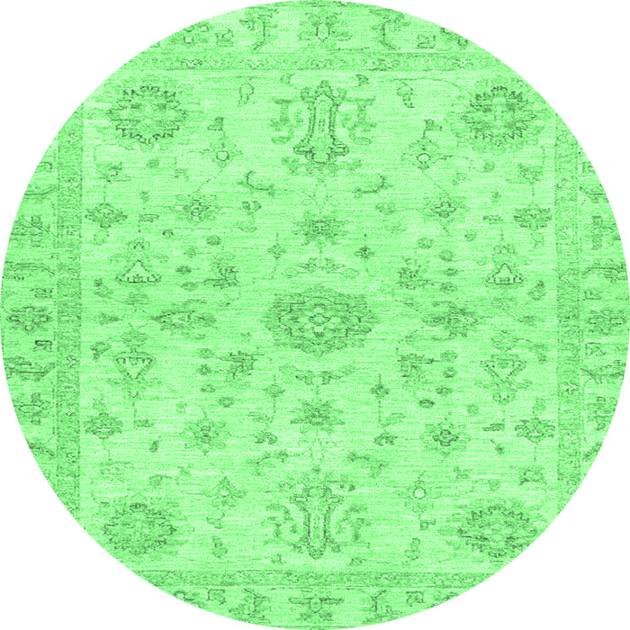 Round Machine Washable Oriental Emerald Green Traditional Area Rugs, wshabs3943emgrn