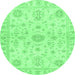 Round Oriental Emerald Green Traditional Rug, abs3943emgrn