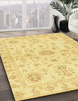 Machine Washable Abstract Chrome Gold Yellow Rug in a Family Room, wshabs3943