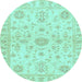 Round Oriental Light Blue Traditional Rug, abs3943lblu