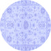 Round Oriental Blue Traditional Rug, abs3943blu