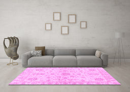 Machine Washable Oriental Purple Traditional Area Rugs in a Living Room, wshabs3943pur