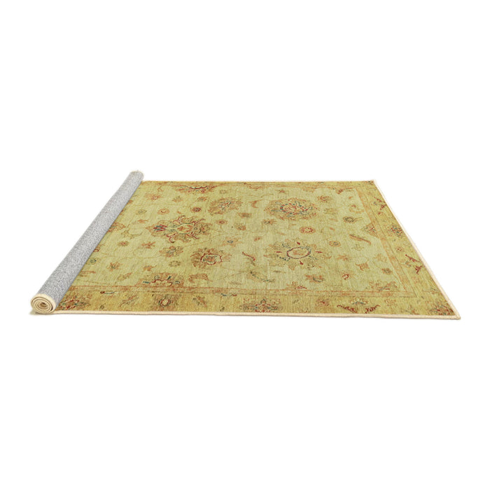 Sideview of Machine Washable Abstract Yellow Rug, wshabs3944
