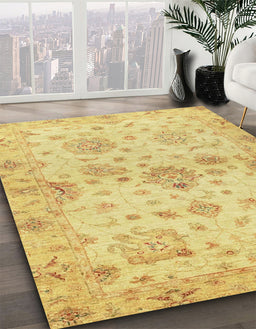 Machine Washable Abstract Yellow Rug in a Family Room, wshabs3944
