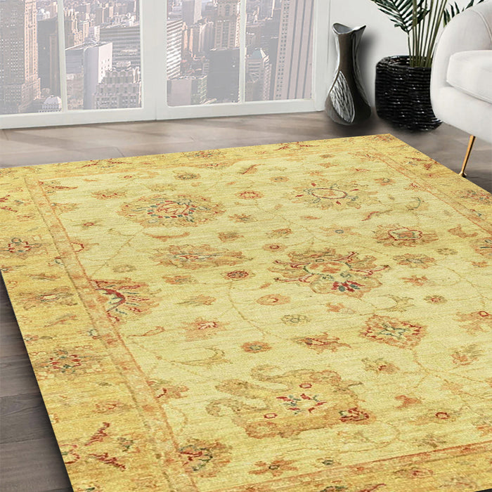 Machine Washable Abstract Yellow Rug in a Family Room, wshabs3944