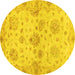 Round Oriental Yellow Traditional Rug, abs3944yw