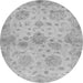 Round Machine Washable Oriental Gray Traditional Rug, wshabs3944gry