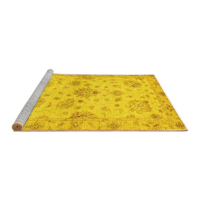 Sideview of Machine Washable Oriental Yellow Traditional Rug, wshabs3944yw