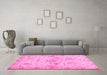 Machine Washable Oriental Pink Traditional Rug in a Living Room, wshabs3944pnk