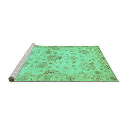 Sideview of Machine Washable Oriental Turquoise Traditional Area Rugs, wshabs3944turq