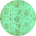 Round Oriental Turquoise Traditional Rug, abs3944turq