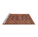 Sideview of Machine Washable Abstract Saffron Red Rug, wshabs3945