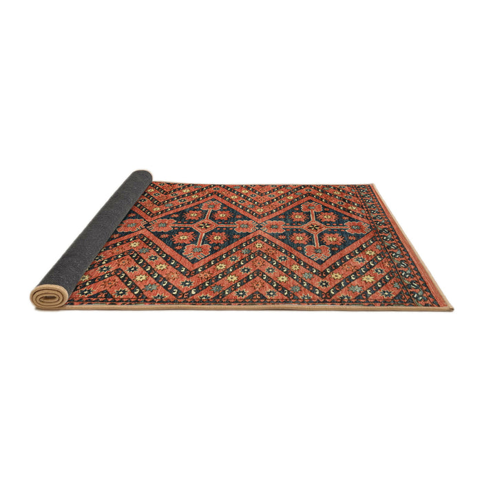 Sideview of Abstract Saffron Red Modern Rug, abs3945