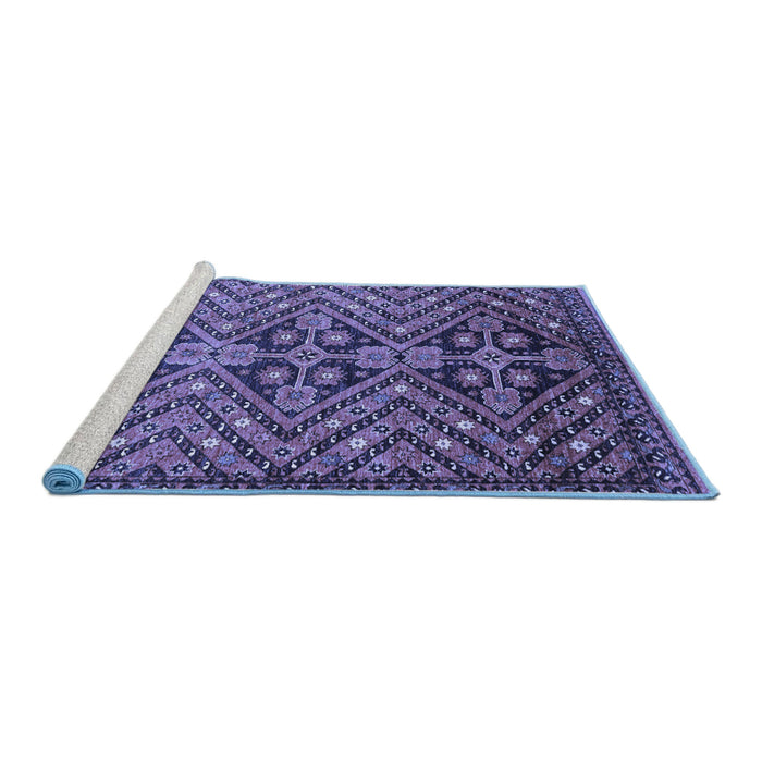 Sideview of Machine Washable Abstract Blue Modern Rug, wshabs3945blu