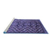 Sideview of Machine Washable Abstract Blue Modern Rug, wshabs3945blu