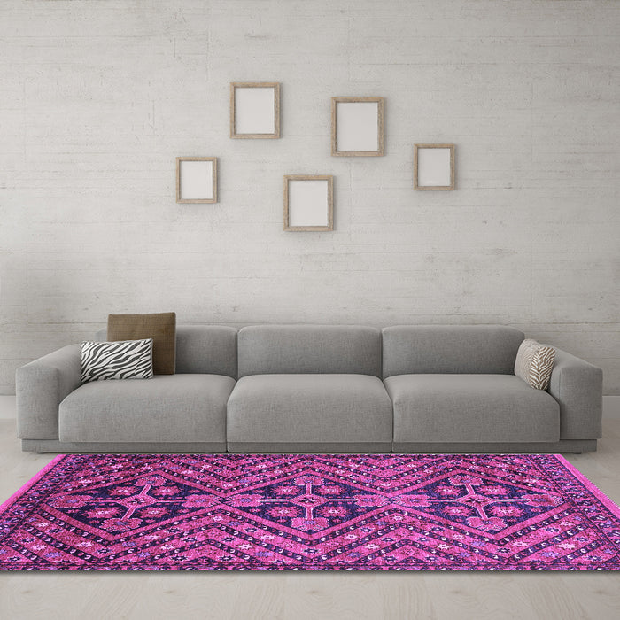 Machine Washable Abstract Purple Modern Area Rugs in a Living Room, wshabs3945pur