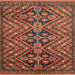 Square Machine Washable Abstract Saffron Red Rug, wshabs3945