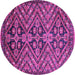 Round Machine Washable Abstract Purple Modern Area Rugs, wshabs3945pur