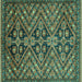 Square Abstract Turquoise Modern Rug, abs3945turq