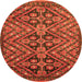 Round Machine Washable Abstract Orange Modern Area Rugs, wshabs3945org