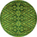 Round Abstract Green Modern Rug, abs3945grn