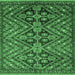 Square Machine Washable Abstract Emerald Green Modern Area Rugs, wshabs3945emgrn