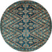 Round Machine Washable Abstract Light Blue Modern Rug, wshabs3945lblu