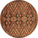 Round Machine Washable Abstract Brown Modern Rug, wshabs3945brn