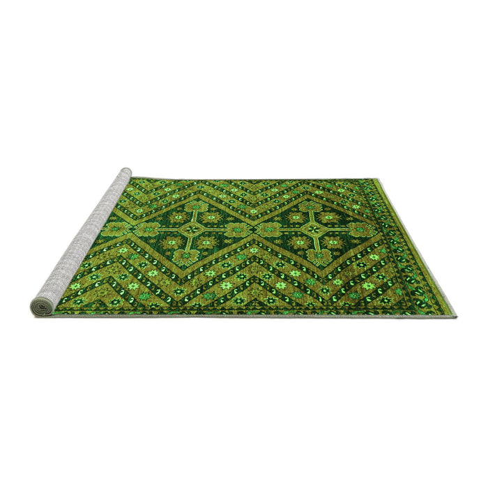 Sideview of Machine Washable Abstract Green Modern Area Rugs, wshabs3945grn