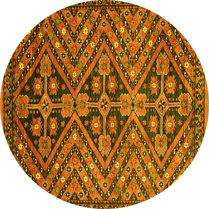Round Machine Washable Abstract Yellow Modern Rug, wshabs3945yw