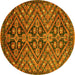 Round Machine Washable Abstract Yellow Modern Rug, wshabs3945yw