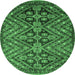 Round Abstract Emerald Green Modern Rug, abs3945emgrn