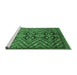 Sideview of Machine Washable Abstract Emerald Green Modern Area Rugs, wshabs3945emgrn