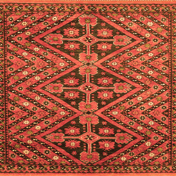 Square Machine Washable Abstract Orange Modern Area Rugs, wshabs3945org