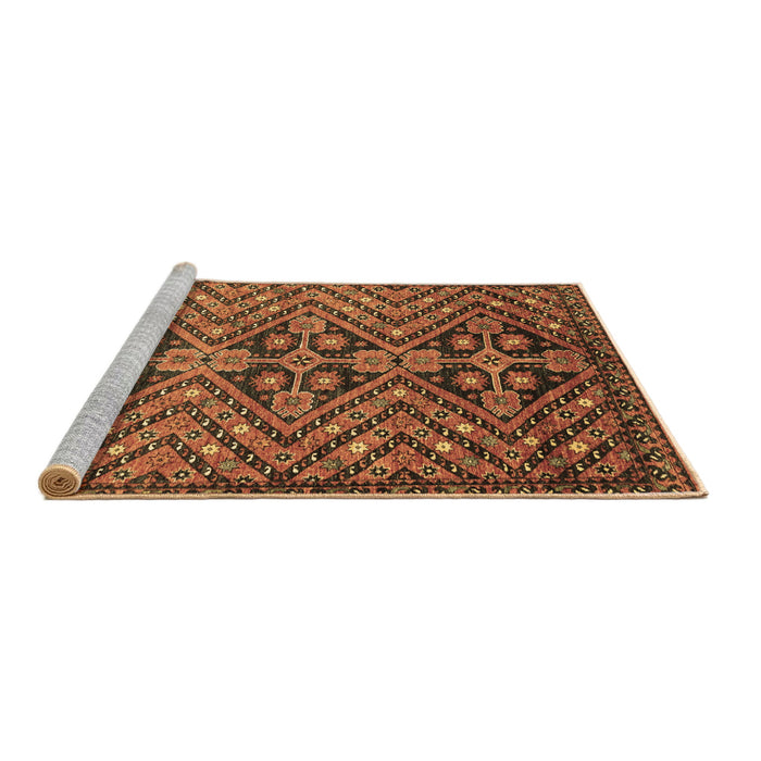 Sideview of Machine Washable Abstract Brown Modern Rug, wshabs3945brn