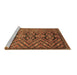 Sideview of Machine Washable Abstract Brown Modern Rug, wshabs3945brn