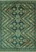 Machine Washable Abstract Turquoise Modern Area Rugs, wshabs3945turq