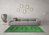 Machine Washable Abstract Emerald Green Modern Rug, wshabs3945emgrn