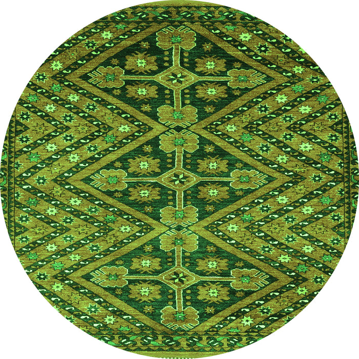 Round Machine Washable Abstract Green Modern Area Rugs, wshabs3945grn