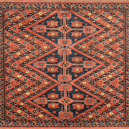 Square Abstract Saffron Red Modern Rug, abs3945