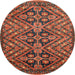 Round Machine Washable Abstract Saffron Red Rug, wshabs3945