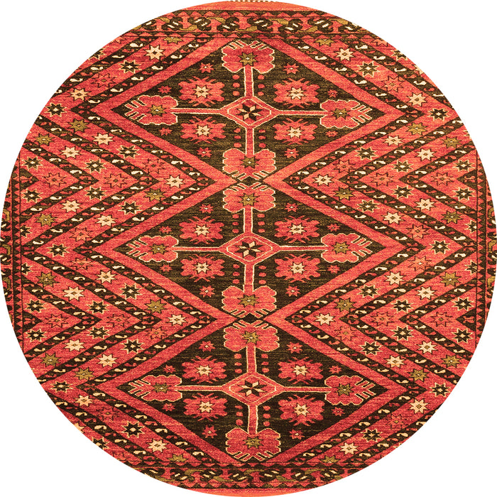 Round Abstract Orange Modern Rug, abs3945org